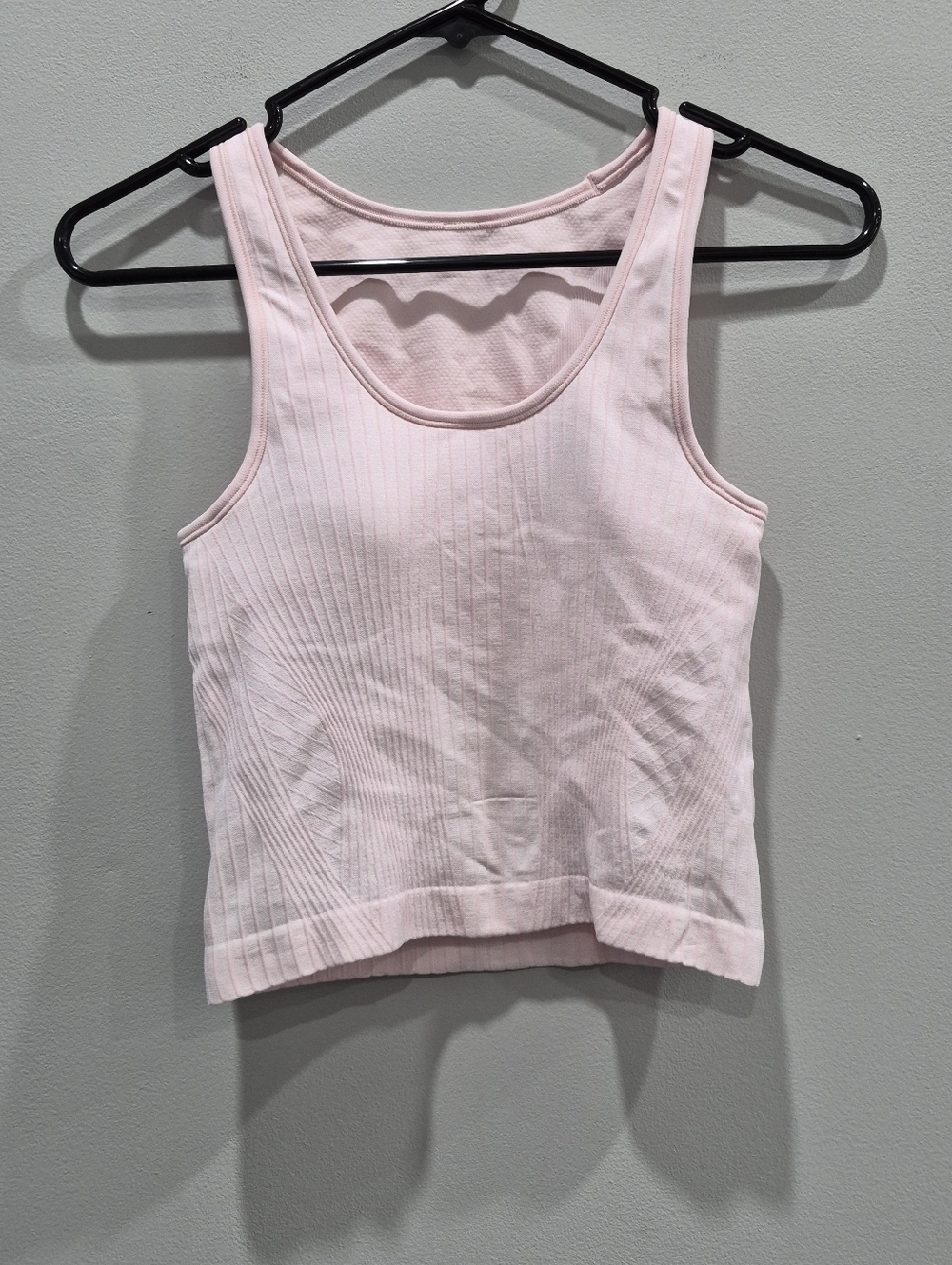 Lululemon Ebb to Street Cropped Tank TopRib Map Strawberry Milkshake / White